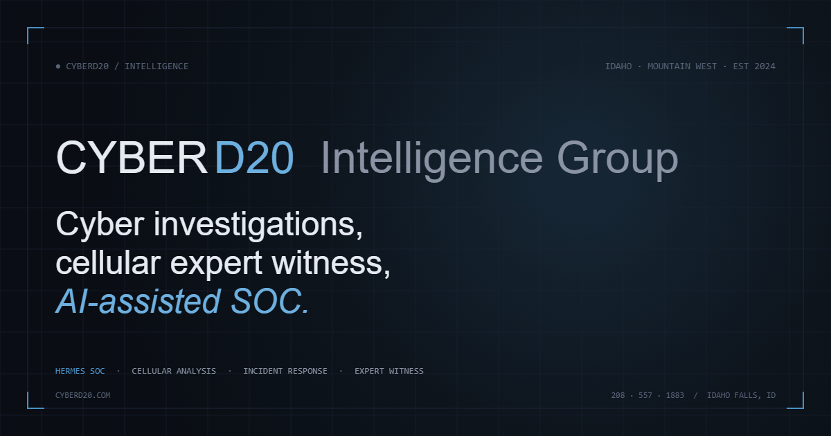 CyberD20 Intelligence Group — Cyber Investigations, Cellular Expert ...