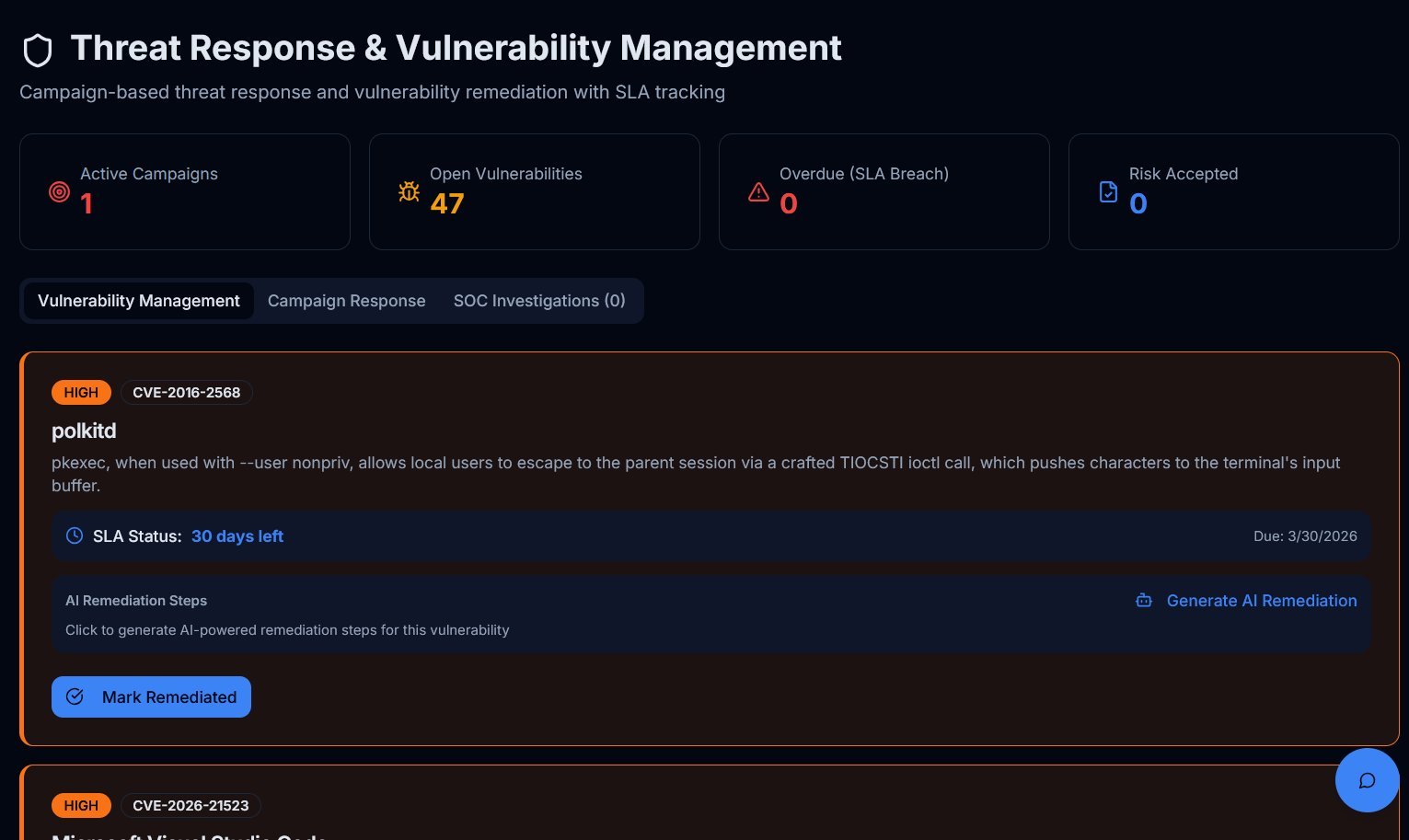 Threat Response & Vulnerability Management